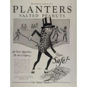  1928 Ad Planters Nut Peanuts Mr. Peanut Baseball Umpire 