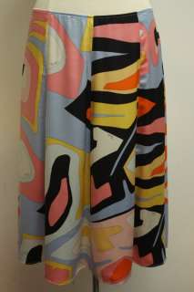 VTG 90s EMILIO PUCCI Silk Knee Length Skirt US 30/12  