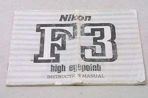 Nikon F3 High Eyepoint Instruction Manual  