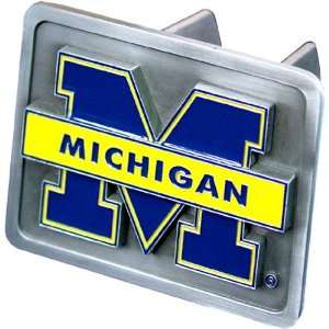 Michigan Wolverines NCAA Pewter Trailer Hitch Cover by Half Time Ent 