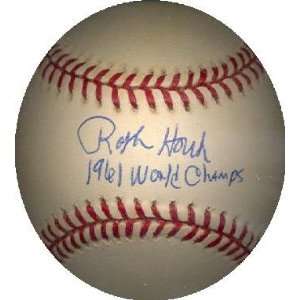  Ralph Houk autographed Baseball inscribed 1961 WS Champ 