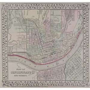    Mitchell 1870 Antique Street Map of Cincinnati