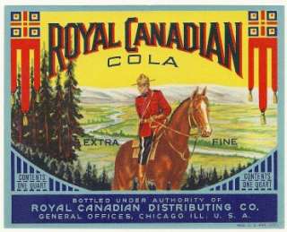 Royal Canadian Cola Soda Label Royal Canadian Distributing Co.Chicago 