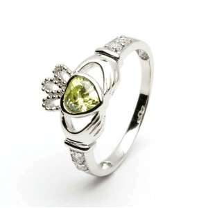 AUGUST Birthstone Silver Claddagh Ring LS SL90 8   Size 4.5 Made in 
