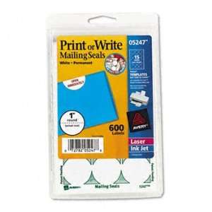  Avery 05247   Print or Write Mailing Seals, 1in dia 