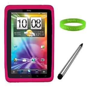  Ultra Smooth Pink Silicone Skin for HTC Flyer + Vangoddy Live 