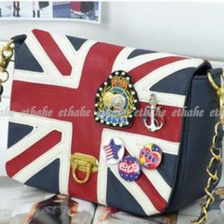 Union Jack Flag Chain Sling Flap Shoulder Bag E1FAZW  