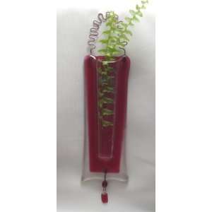   Rose Colored Fused Glass Hanging Vase by Bill Aune
