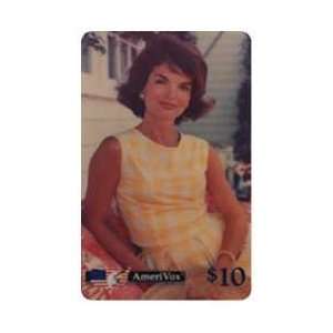 Kennedy Collectible Phone Card $10. Jackie Kennedy Portrait In Yellow 