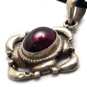  Tibetan Silver Pendant   Purple Stone 