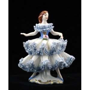 Ballerina Authentic German Dresden Lace Figurine 