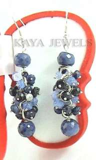   NATURAL CEYLON BLUE SAPPHIRE 40Cts EARRINGS IN STERLING SILVER  