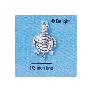  C2477 ctlf   Antiqued Turtle   Silver Plated Charm