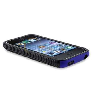   Rubber CASE Blue Hard COVER+Privacy LCD Film For iPhone 3G 3GS  