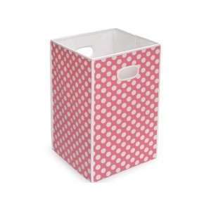    Folding Hamper/Storage Bin   Pink With White Polka Dots: Baby