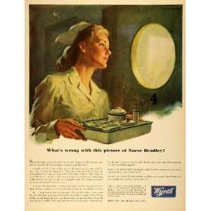 1945 Ad Wyeth Philadelphia Pharmaceutical Co Logo Nurse WWII Wartime 