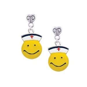  Smiley Face Nurse Mini Heart Charm Earrings: Arts, Crafts 