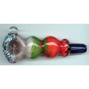  Triple Glass Spoon Smoking Tobacco Pipe FREE 5 Pack of Pipe Screens