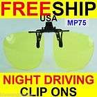 HD NIGHT DRIVING VISION CLIP ON SUN GLASSES YELLOW