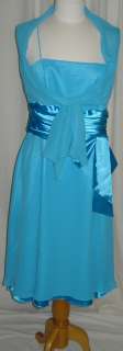 Bridesmaid Prom Party Evening Dress Knee Length Size XL Aqua Color