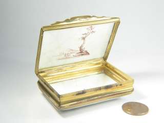 ANTIQUE EUROPEAN GOLD GILT PORCELAIN ENAMEL SNUFF BOX c1770  
