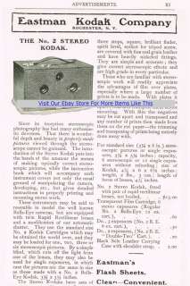 1901 Kodak No 2 Stereo Camera Print Ad  