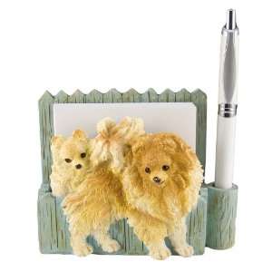  Pomeranian Dog Handpainted Magnetic Notepad Pen Holder 