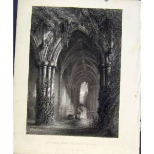   Dryburgh Abbey Grave Of Scott Engraved Plate By Miller