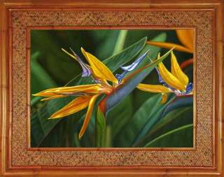   Paradise Hawaiian Hawaii Tropical Flower Rattan Kauai Frame Framed Art