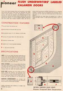 Pioneer Fireproof Co 1956 Catalog ASBESTOS Insulation Board Core Door 
