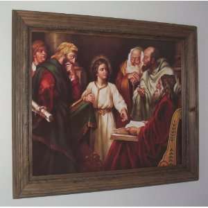   Christ in the Temple Poster Print in Pine Wood Frame 