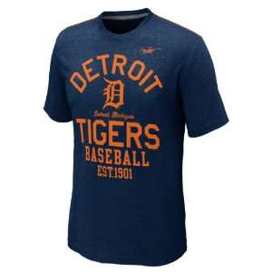 Detroit Tigers Nike Navy Cooperstown Tri Blend Vintage T 