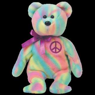 Ty New 2010 Beanie Baby Tie dyed Sherbet Peace the Bear  