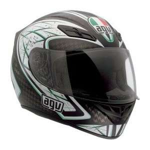    AGV K 4 Evo Silver Black/Green Full Face Helmet (M) Automotive