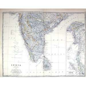   Map C1877 India Ceylon Madras Bay Bengal Calcutta