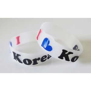  I Love Korea   Silicone Wristband / Bracelet   Korean Flag 