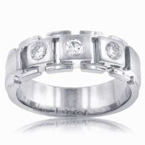  0.30 ct TTW Mens Round Cut Diamond Wedding Band Ring In 