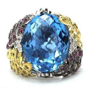   Yellow Sapphire, Tsavorite Garnet & Diamond Ring (13.65 ctw): Jewelry