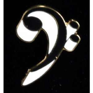  Harmony Jewelry Bass Clef Pin   Gold and White Musical 