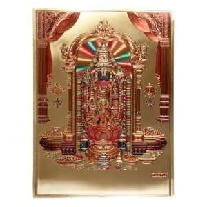  Handcrafted Engraved Shri Balaji Poster   Golden Finish 