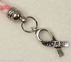 SCAC115    HOPE AWARENESS RIBBON PINK CELL PHONE PURSE CHARM  WOW
