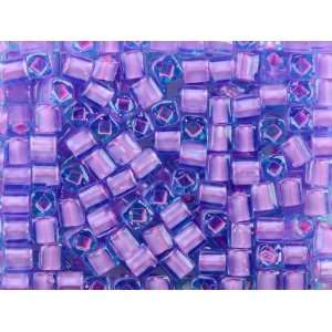   Bead Cube 4mm Bubble Gum Pink Lined Aqua 8g Bag Arts, Crafts & Sewing