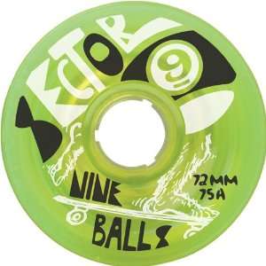 Sector 9 Nine Ball Formula 72mm 75a Skateboard Wheels   Lime Green / 4 