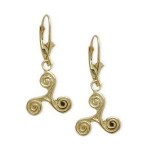  10 Karat Yellow Gold Triskele Celtic Earrings: Jewelry