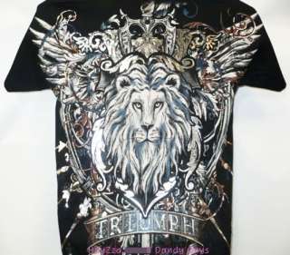 Lion & Wings T Shirt w/ Rhinestone & foil Short Sleeve  