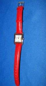 New PECK & PECK red leather ladies wrist watch 8 3/4  