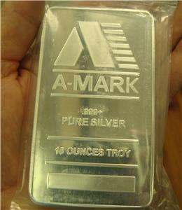10 Troy Ounces Pure 999 Silver A Mark Bullion Bar  