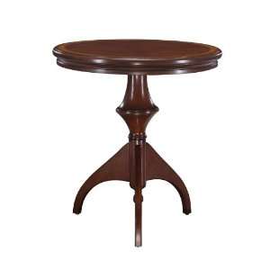   Warm Cherry Round Accent Table with Tri legged Base