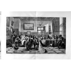  1873 Art Scandal Men Women Table House Dog Storey Print 