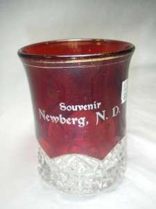 Vintage Ruby Pressed Glass Sovenir Glass Tumbler  